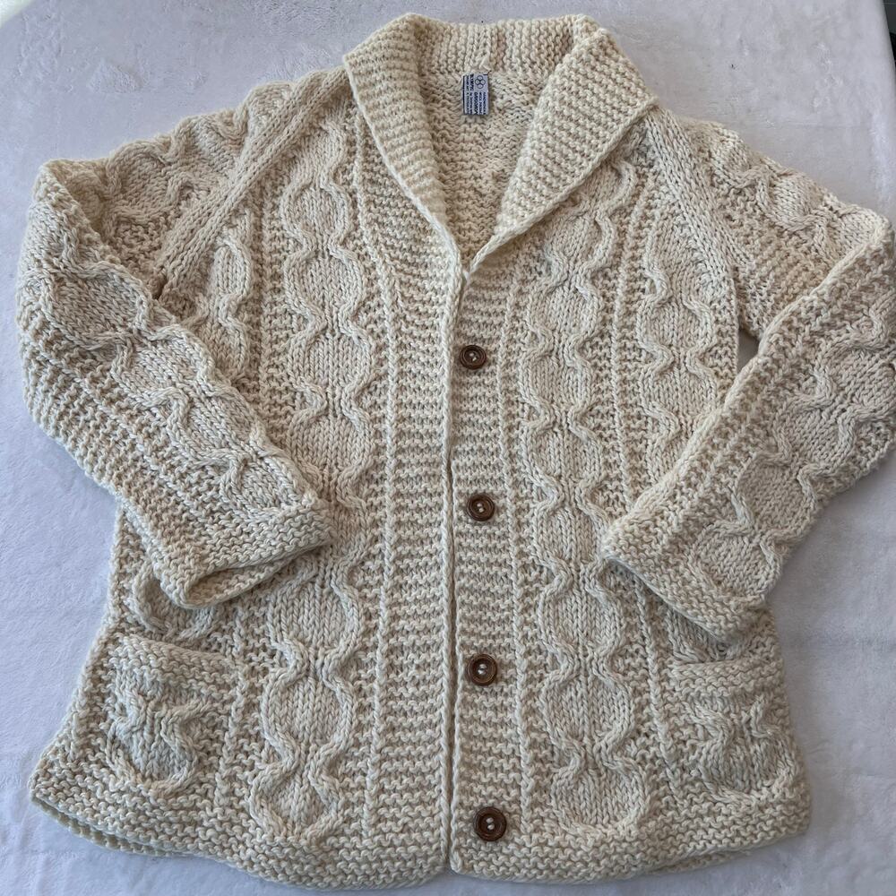 Grigoropoulo Bros Olympic Wool Cable Knit Cardigan Sweater Women's Med-Large